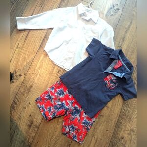 Izod 2T white button down shirt and polo/short outfit